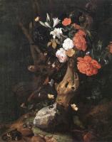 Ruysch, Rachel - Flowers on a Tree Trunk